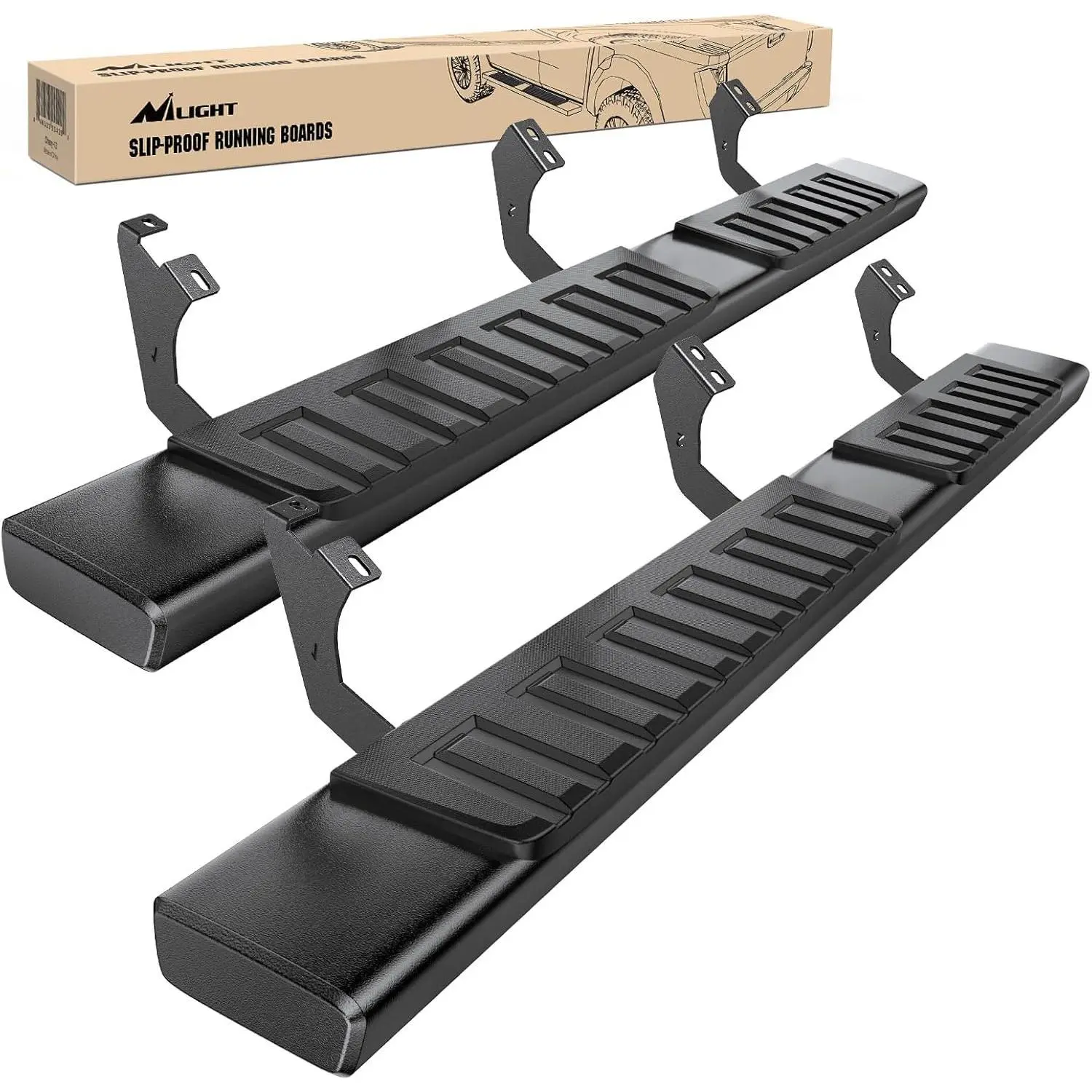 Nilight Running Boards for 2007-2021 Toyota Tundra Double Cab 2 Full-Size Door & 2 Half-Size Door 6 Inch Side Step Nerf Bars Stainless Steel Black, 2 X Running Boards