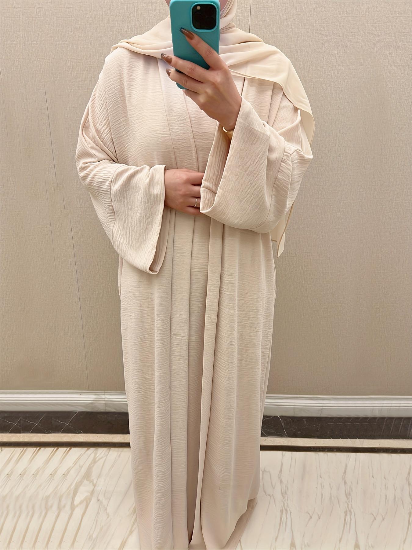 Muslim Lady 2pcs Abaya Set Eid Abaya Inner+open Abaya With Pocket