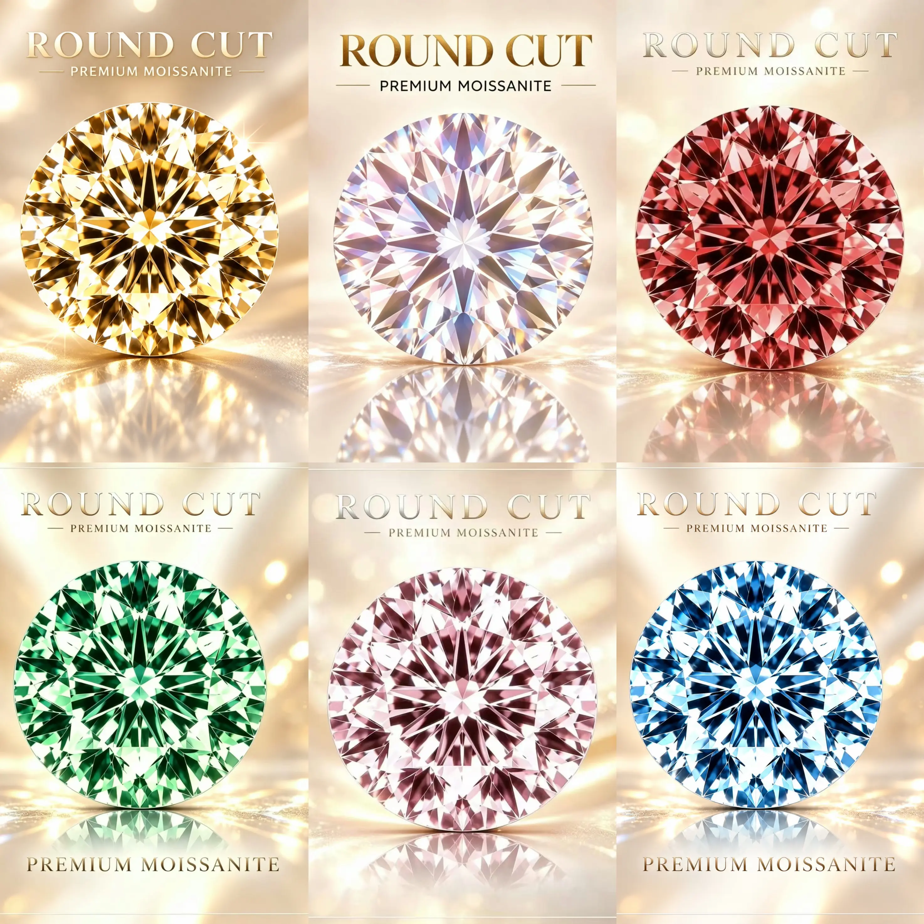 Premium Round Cut Fancy Color Moissanite Loose Stone｜GRA Certificate VVS1, Multiple Vivid Colors for DIY Jewelry Setting
