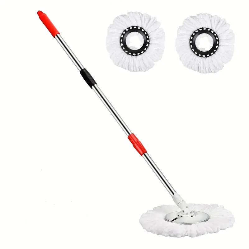 Mop with 2 Microfiber Mop Replacement Heads, Adjustable Handle for Floor Cleaning