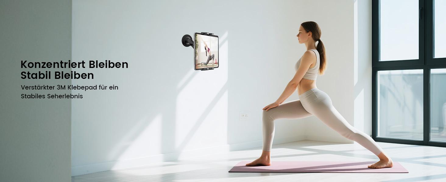 OHLPRO Tablet Wall Mount, iPad Holder Wall with Adhesive Base 360° Rotatable Tablet Holder No Drill Mobile Phone Wall Mount for 5-13 Inch iPad Galaxy Tab eReader Smartphone Universal Car Windscreen