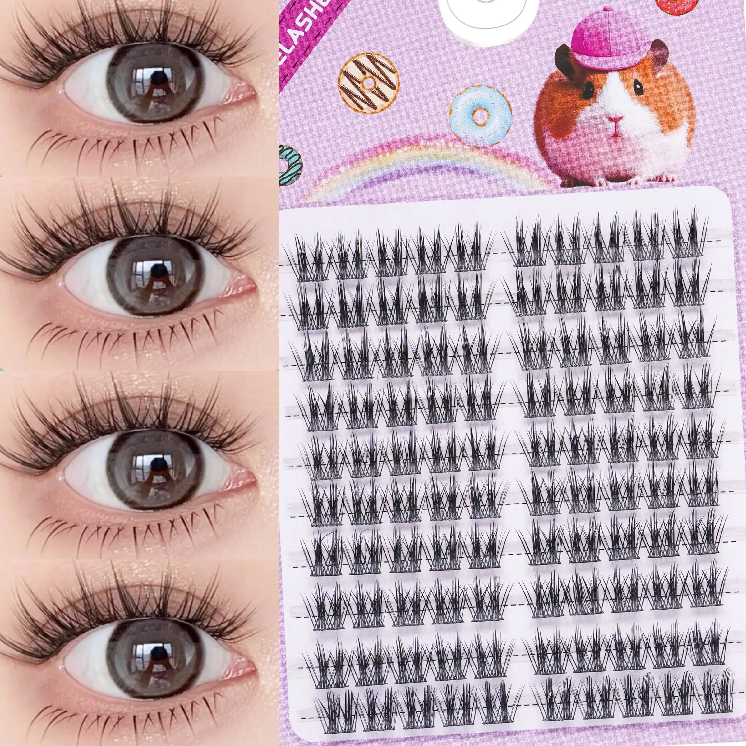 100 Pairs Lightweight D Curl Cosmetic False Eyelashes, Fluffy Natural Look, Mixed Lengths, Ideal for Beginners & Daily Use, Professional DIY Lash Extensions