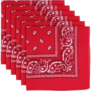6 Pack Pure Cotton Bandana, Multi-Purpose Square Handkerchief, Face Mask headband for Men and WomenGift.