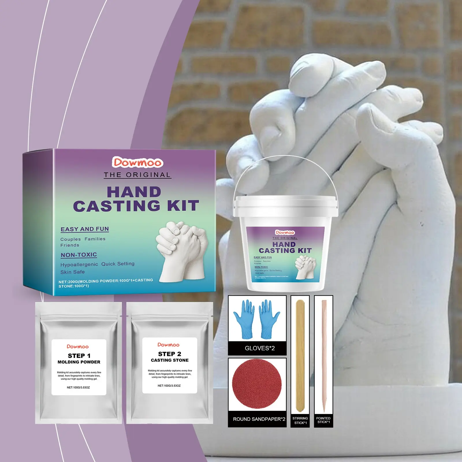 Original Hand Casting Kit Single Person Version, Perfect Gift for Mother's Day, Couples, Anniversaries, Families, Handcasting Handmolding Valentine