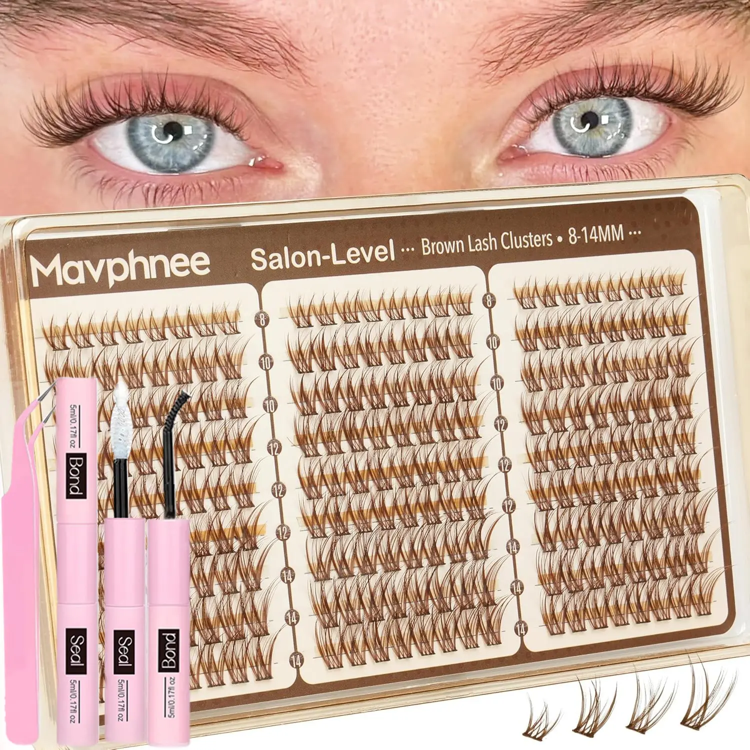 216 Pcs Eyelash Clusters, 8-14mm Feathery Natural False Lashes, Cluster False Eyelashes, D Curl, Easy to Use, DIY Home Makeup, Daily Wear
