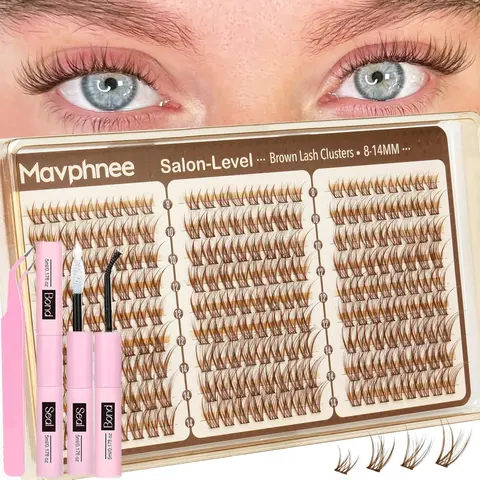 216 Pcs Eyelash Clusters, 8-14mm Feathery Natural False Lashes, Cluster False Eyelashes, D Curl, Easy to Use, DIY Home Makeup, Daily Wear
