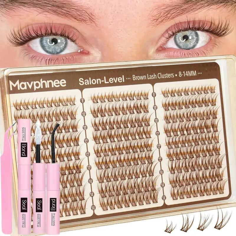 216 Pcs Eyelash Clusters, 8-14mm Feathery Natural False Lashes, Cluster False Eyelashes, D Curl, Easy to Use, DIY Home Makeup, Daily Wear