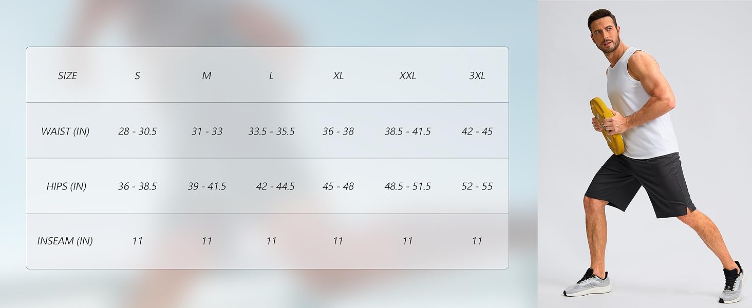 Men's Athletic Shorts with Pockets 11" Long Basketball Shorts Lightweight Quick Dry Gym Workout Shorts for Men