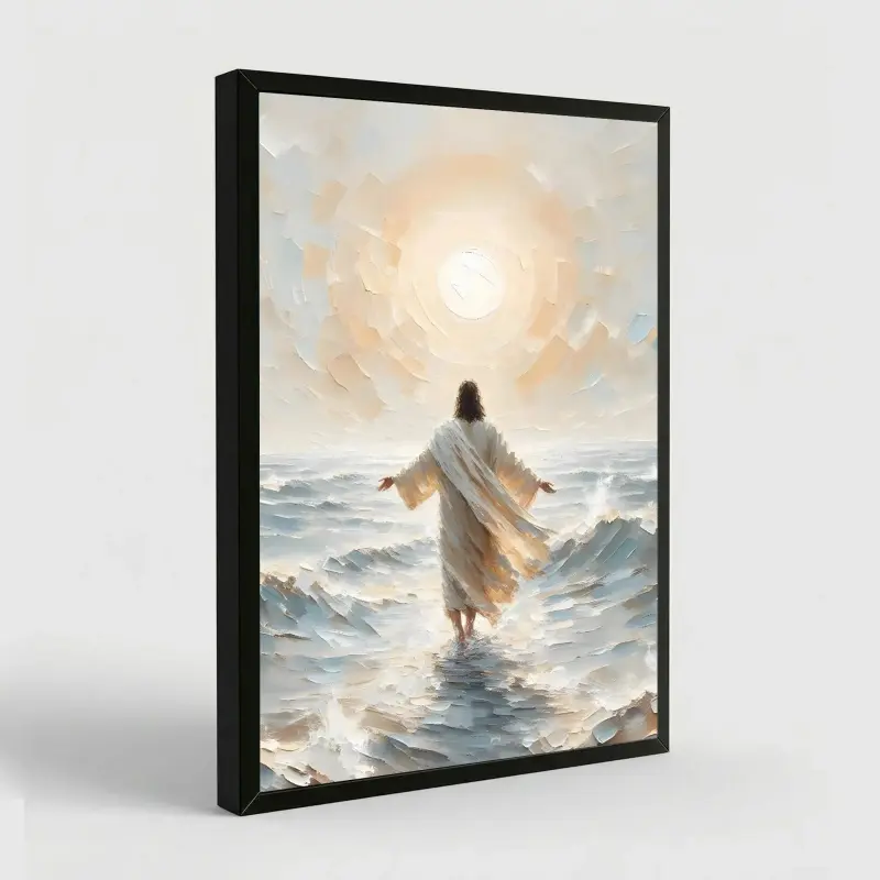 Jesus Christ Walking On Water Canvas Print - Ocean-Inspired Minimalist Artwork, Church Room & Modern Home Decor, Artistic Ornaments, Thoughtful Gift for Home Supplies, Christian Wall Art, Religious Wall Decor, Canvas Prints, Wall Art Painting