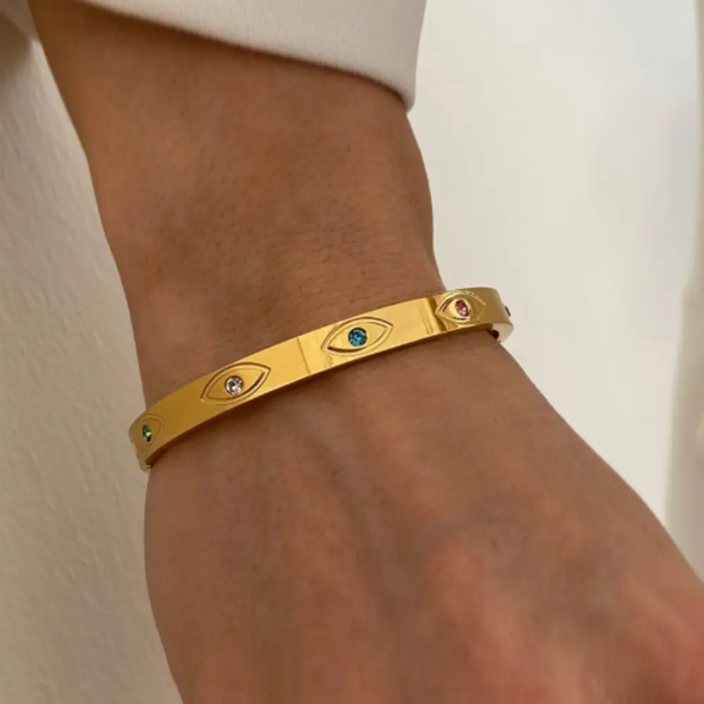 European and American INS style summer titanium steel bracelet, women's fashionable versatile stainless steel zircon inlaid bracelet, vintage bracelet