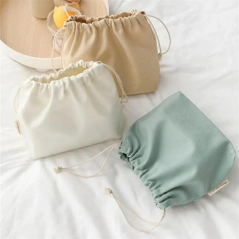 27*20cm Cotton Drawstring Storage Bag White Canvas Bags for Candy Gift Package Pouch Reusable Home Sundries Organize Bags