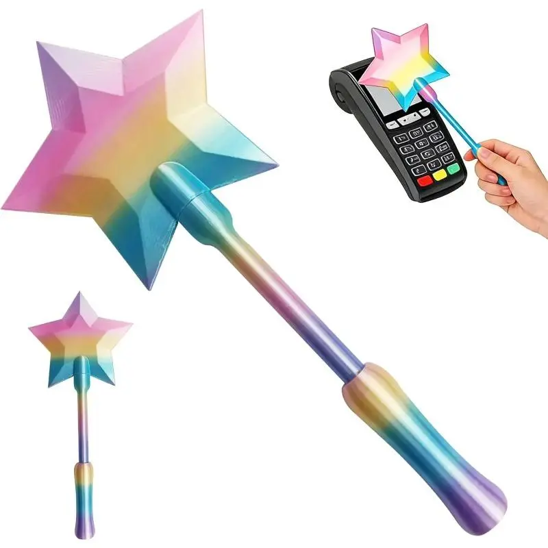 Magic Wand Credit Card Holder, Cute 3D Printed Star Accessory for Contactless Tap-to-Pay, Daily Card Payment with Easy-Grip Handle