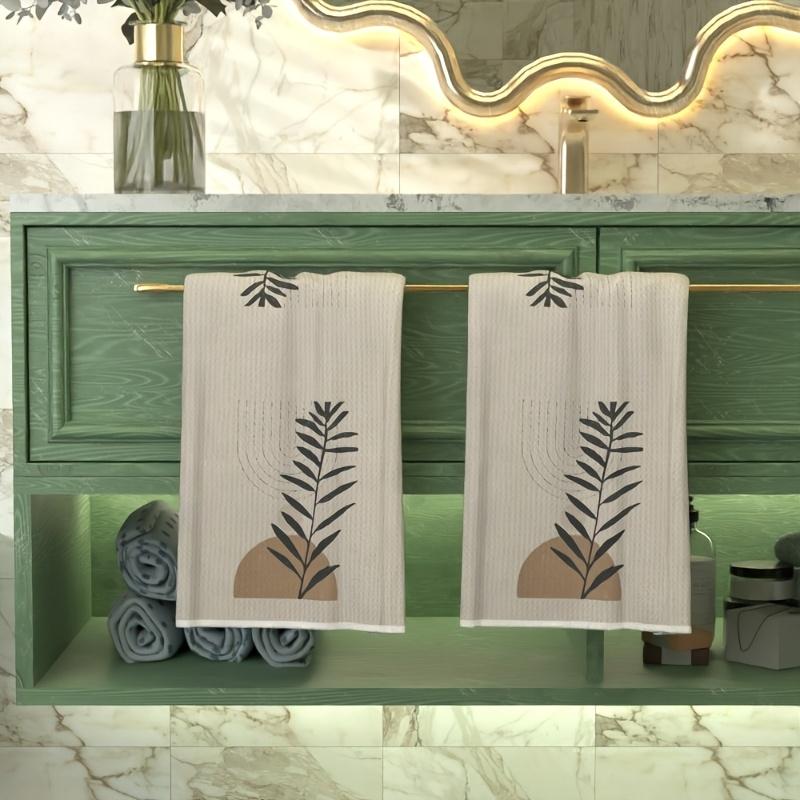2pcs 23.6x15.7 In Abstract Plant Art Printed Bathroom Towel Decorative Tea Towel - Ultra Soft Microfiber Suitable For Cleaning Machine Washable Perfect Choice For Home Bathroom