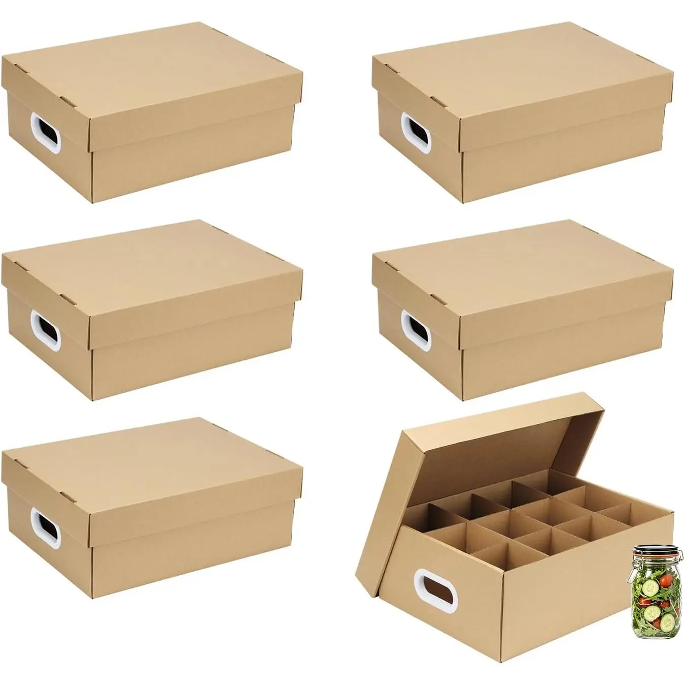 2 count 16 oz Cardboard Mason Jar Storage Box 16.8 x 12.4 x 6 Inch