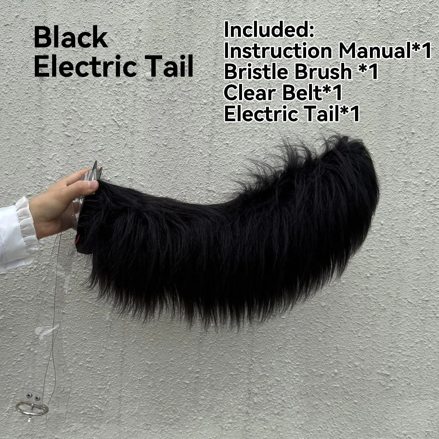 Handmade Fluffy Soft Electric Tail - Cosplay Party Accessory, Social Anxiety Relief Accessory for Cat Fox Wolf (Black), Accessories