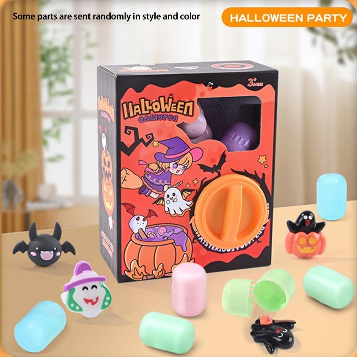 Halloween Mini Capsule Toy Machine with 6 Random Surprise Eggs, Fun Gifts for Kids Aged 3 and Up, Perfect Halloween Party Decoration