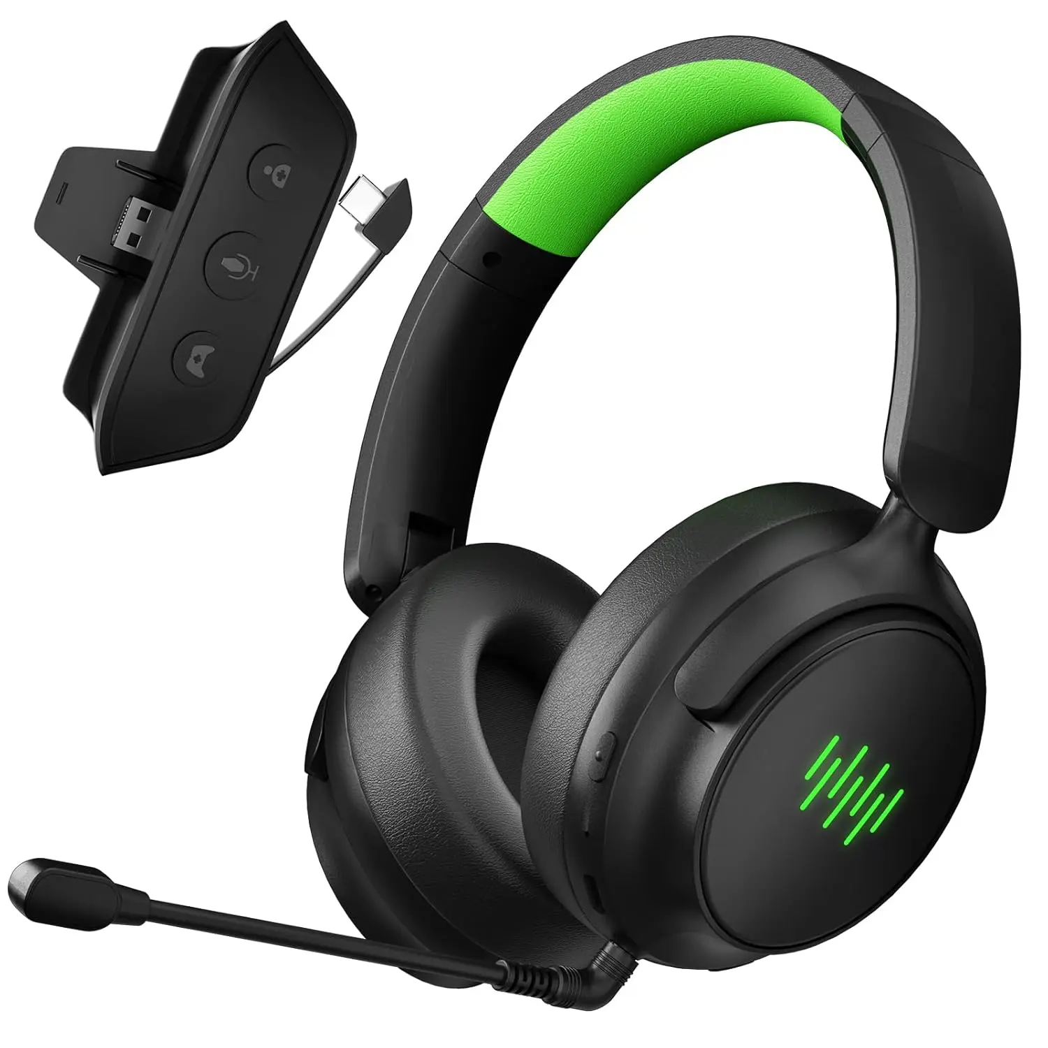 Unisex Wireless Gaming Over Ear Headphones for Xbox, PS5, Mac, PC - Foldable Size Bluetooth Headset, Game Chat Balance, Dual Mics, 3D Surround Sound, Memory Foam Cushions