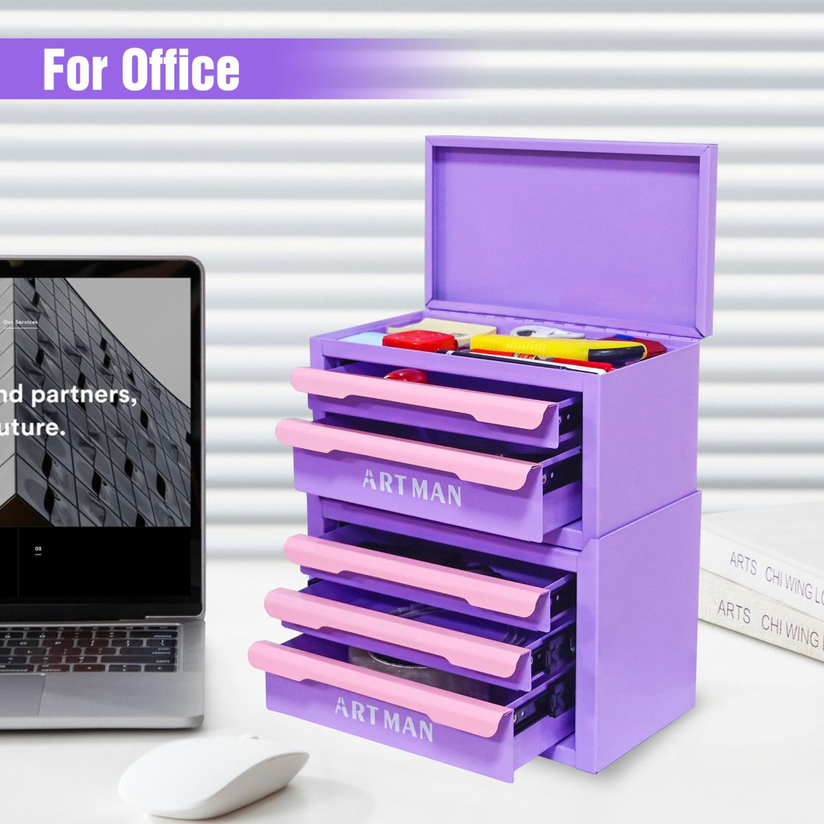 Desktop Drawer Storage Box Organizer, Stackable Desk Organizer with Pull Out Drawers, Office Stationery and Cosmetic Storage for Home Workspace