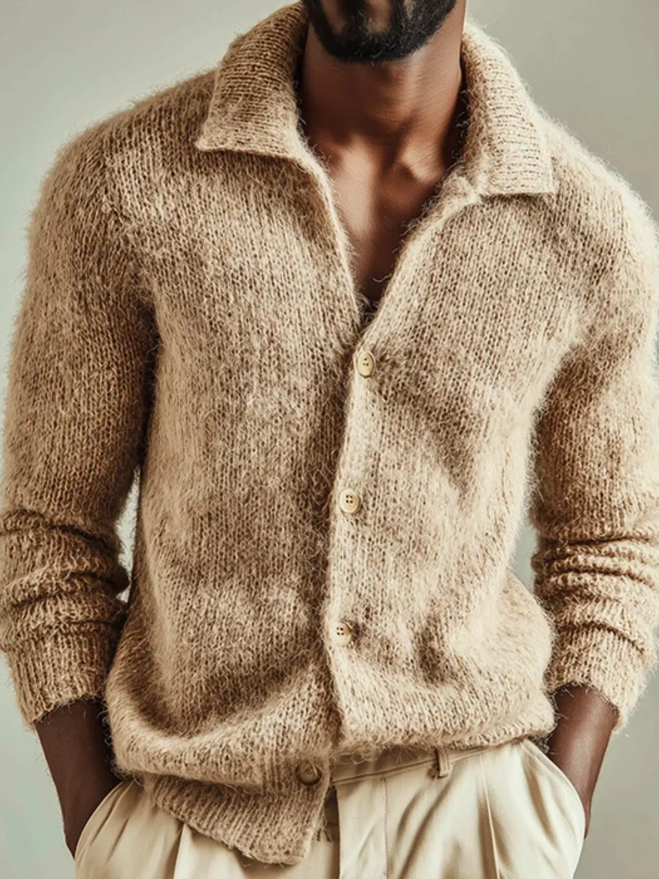 New Casual Long Sleeve Sweater Cardigan, European and American Style Men's Knit Open Front Coat, Comfortable and Stylish Outerwear