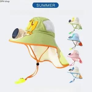 Unisex Kids Wide Brim Solar Fan Sun Hat - Soft Cotton, Mesh Panels, Breathable Cooling Design for Hiking, Outdoor Sports