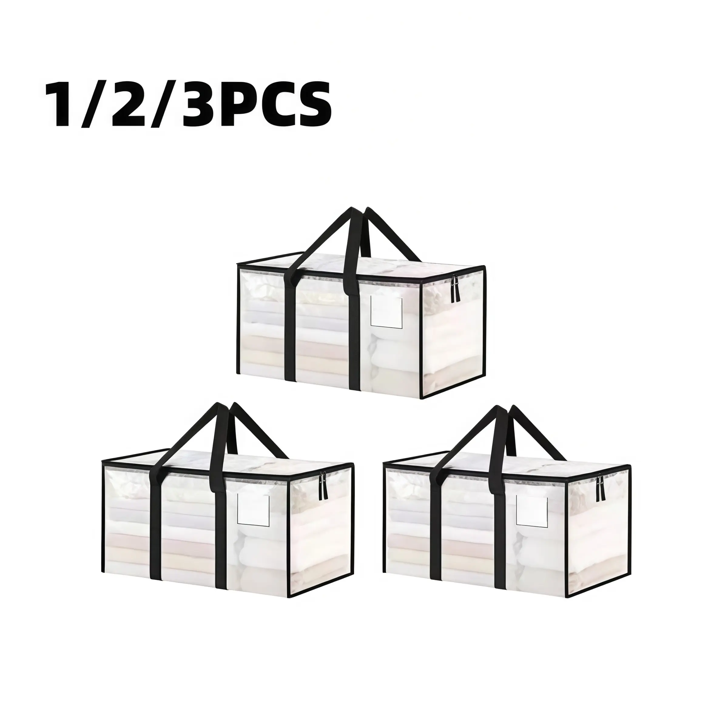 Extra Large Transparent Storage Bag 88L, Waterproof Durable Moving Bag, Thickened Handle Organizer, Clothes Blanket Storage Bag