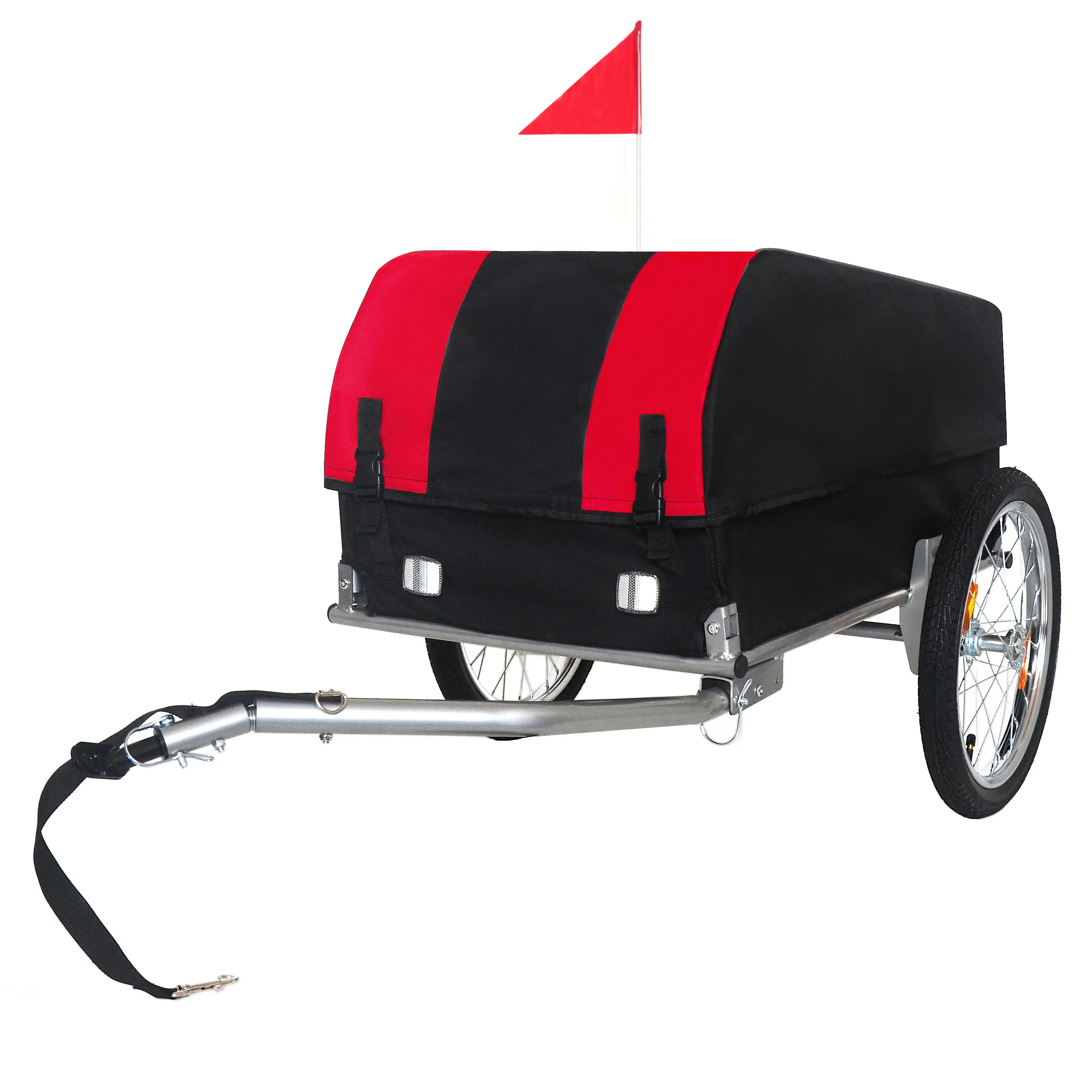 ARCH Heavy-Duty Foldable Bike Cargo Trailer, 88 lbs Capacity, 16-inch All-Terrain Wheels, Removable Waterproof Cover, for Camping, Groceries, Red and Black