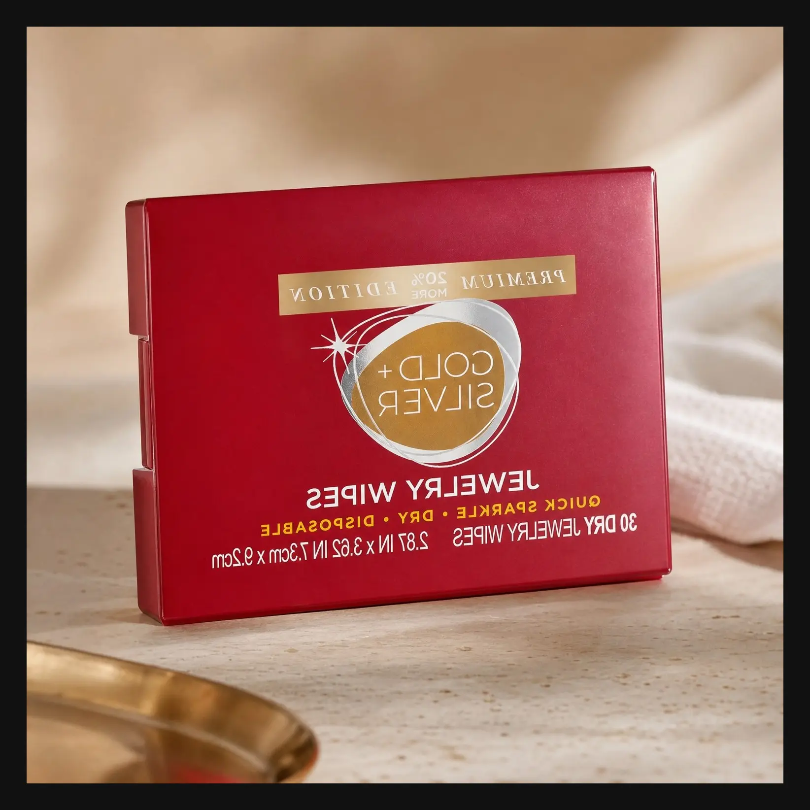 Premium Edition Compact Jewelry Wipes No Rinse Gold and Silver Jewelry Cleaner, Polish and Remove Tarnish to Restore Brilliance, Dry Disposable Wipes, Diamond Dazzle Stik