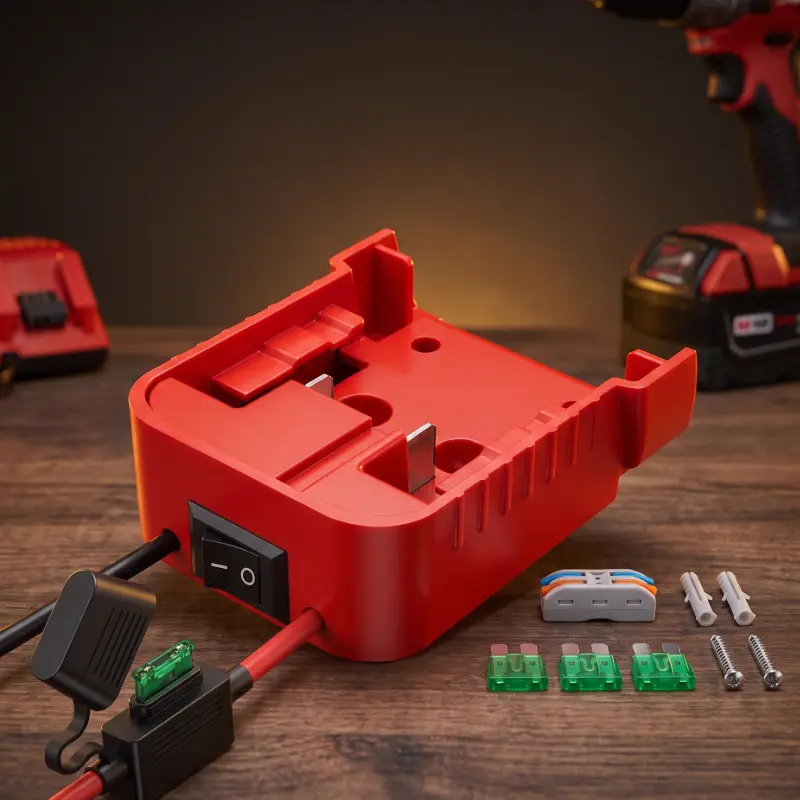 Milwaukee M18 18V Power Wheel Battery Adapter, 12AWG Wire Conversion Kit with 1 Wiring Terminal, 3 30A Fuses, Switch for DIY Projects, RC Cars, Toys