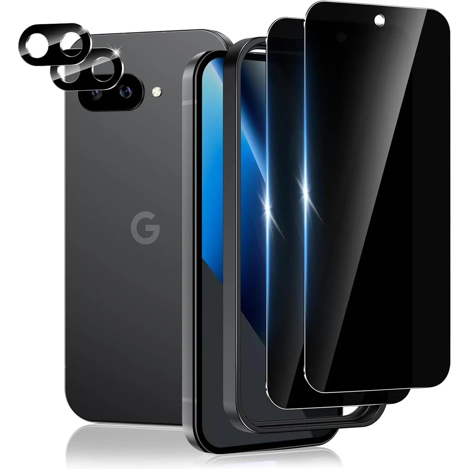 [2+2 Pack for  Pixel 10A  Screen Protector Glass | Camera Lens Protector + Anti-Spy Screen Protector, Tempered Glass Anti-Spy, Anti-Scratch, Bubbles Free, Easy Installation