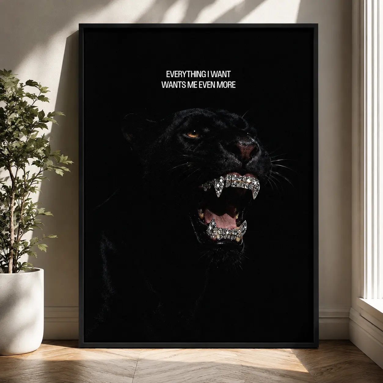 Black Panther Wall Art Print, Luxury Animal Art Poster, Motivational Quote Wall Decor, Modern Dark Aesthetic Artwork, Wildlife Wall Art, Office Decor, Man Cave Decor, Inspirational Wall Art, Luxury Home Decor, Bedroom Decor