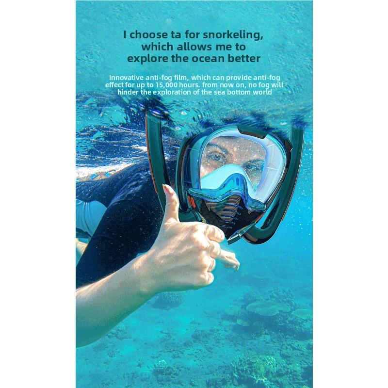 Double tube snorkeling goggles Mask Full dry diving equipment Adult diving rebreather Swimming mask  stealth snorkel