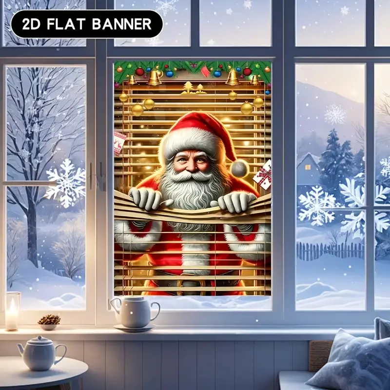 1 Counts Multi functional polyester Santa Claus window sticker - perfect for Christmas and New Year decoration, no need for power, suitable for home and outdoor celebrations Household Decoration Supplies