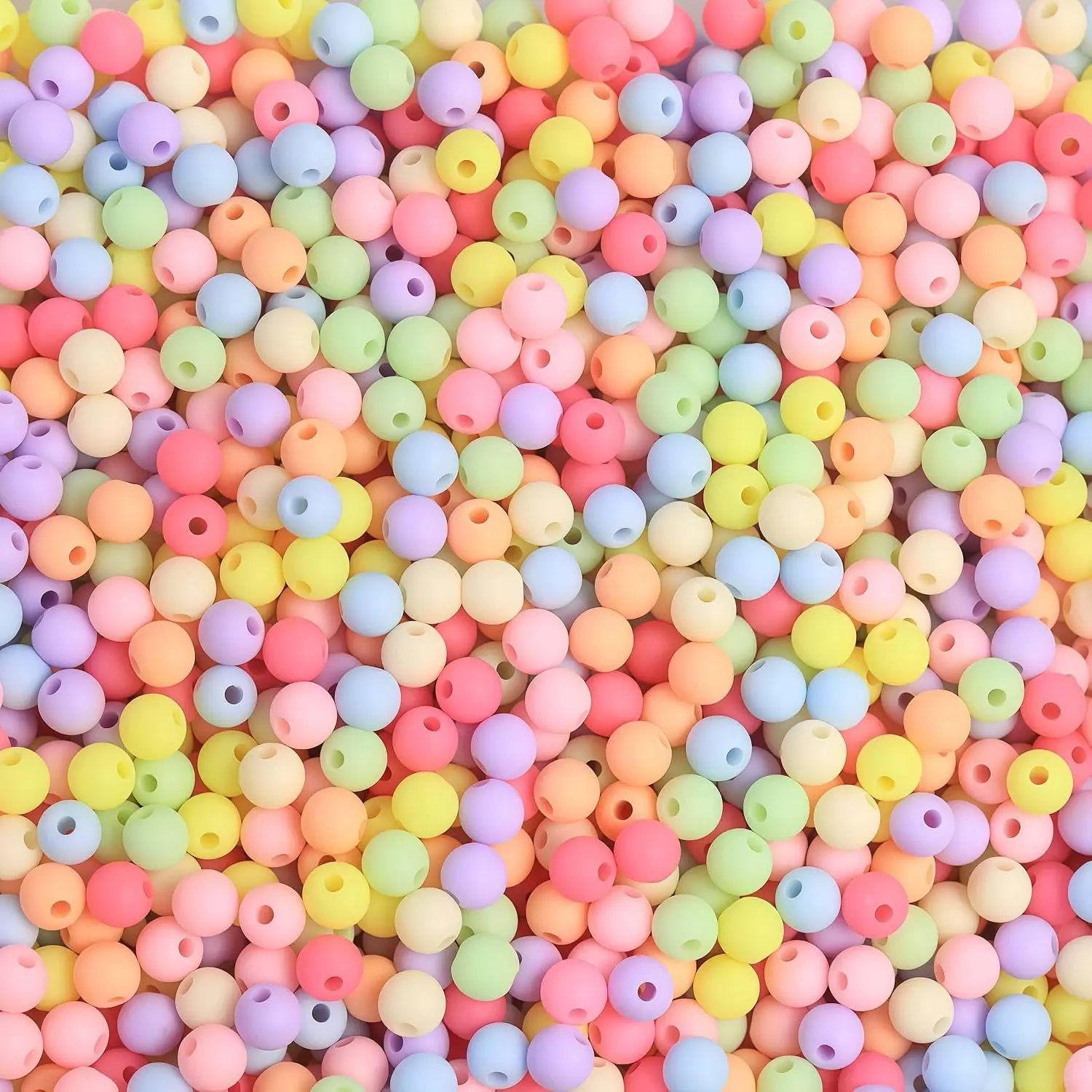 1780 count 6mm Candy Color  Round Frosted Beads  Candy Color Mix Plastic Pastel Matte Loose Spacer Beads for  Making Bracelets Necklaces DIY Crafts