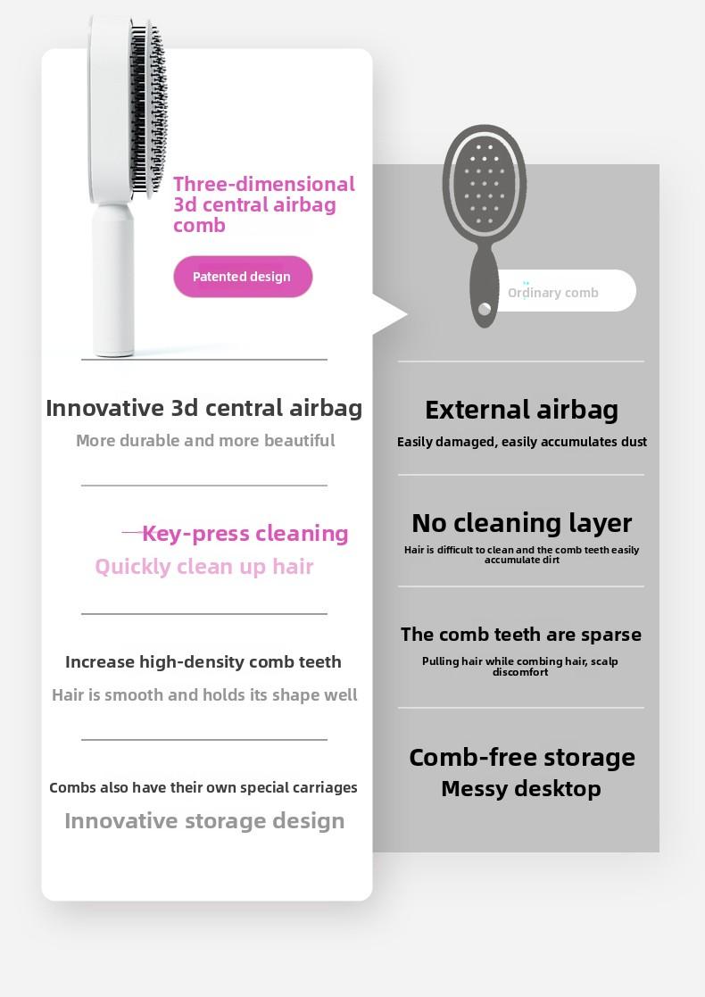 Luxury upgraded version, featuring a push-button cleaning design, suitable for women with long hair, popular air cushion massage comb