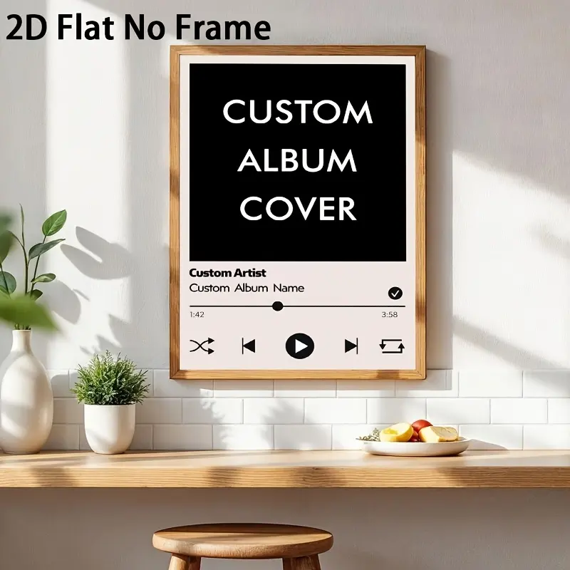 2D Flat, 2D Flat, 1pc 2D Flat Music Album Custom Poster, Personalized Album Cover Art Print, Custom Music Gift, Customize Your Favorite Album And Artist, Frameless Canvas Print, Suitable for Room Decoration, Bedroom, Apartment, Home Decor
