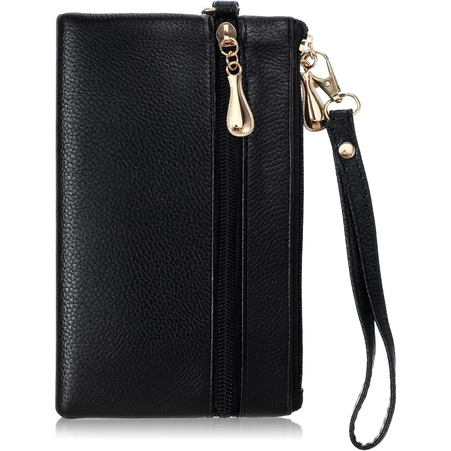 Leather Wristlet Wallets for Women, Large Capacity Black Wristlet Purses for Women, Black Women's Wristlets Handbags with Strap and Keychain