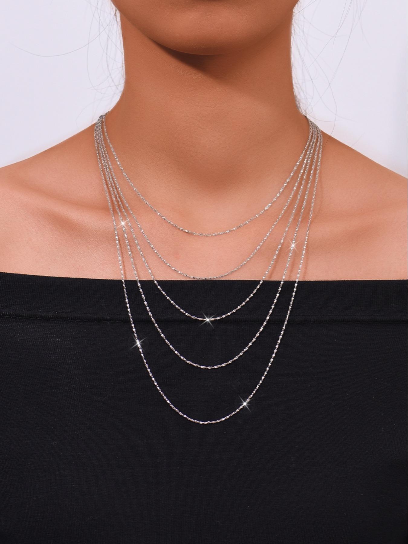 925 Sterling Silver Glitter Design Necklace for Women, Fashion Jewelry for Party, Daily Clothing Decor, Trendy All-match & Exquisite Jewelry for Birthday Gift