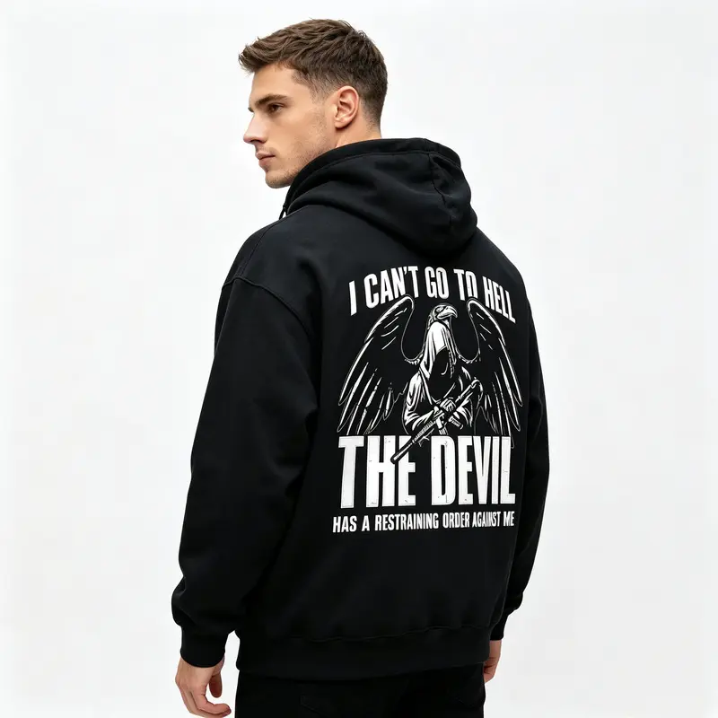 Tactical Skull Hoodie Devil Graphic Sweatshirt Veteran Trucker 2A Humor Unisex Casual Streetwear Everyday Essential Top