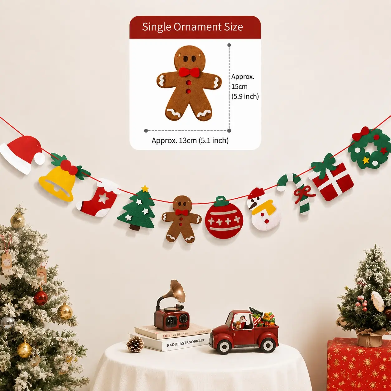 Christmas Pull Flag Decorations, Atmosphere Scene Setup, Hanging Ornaments, Colorful Flags, Festive Holiday Decoration Supplies