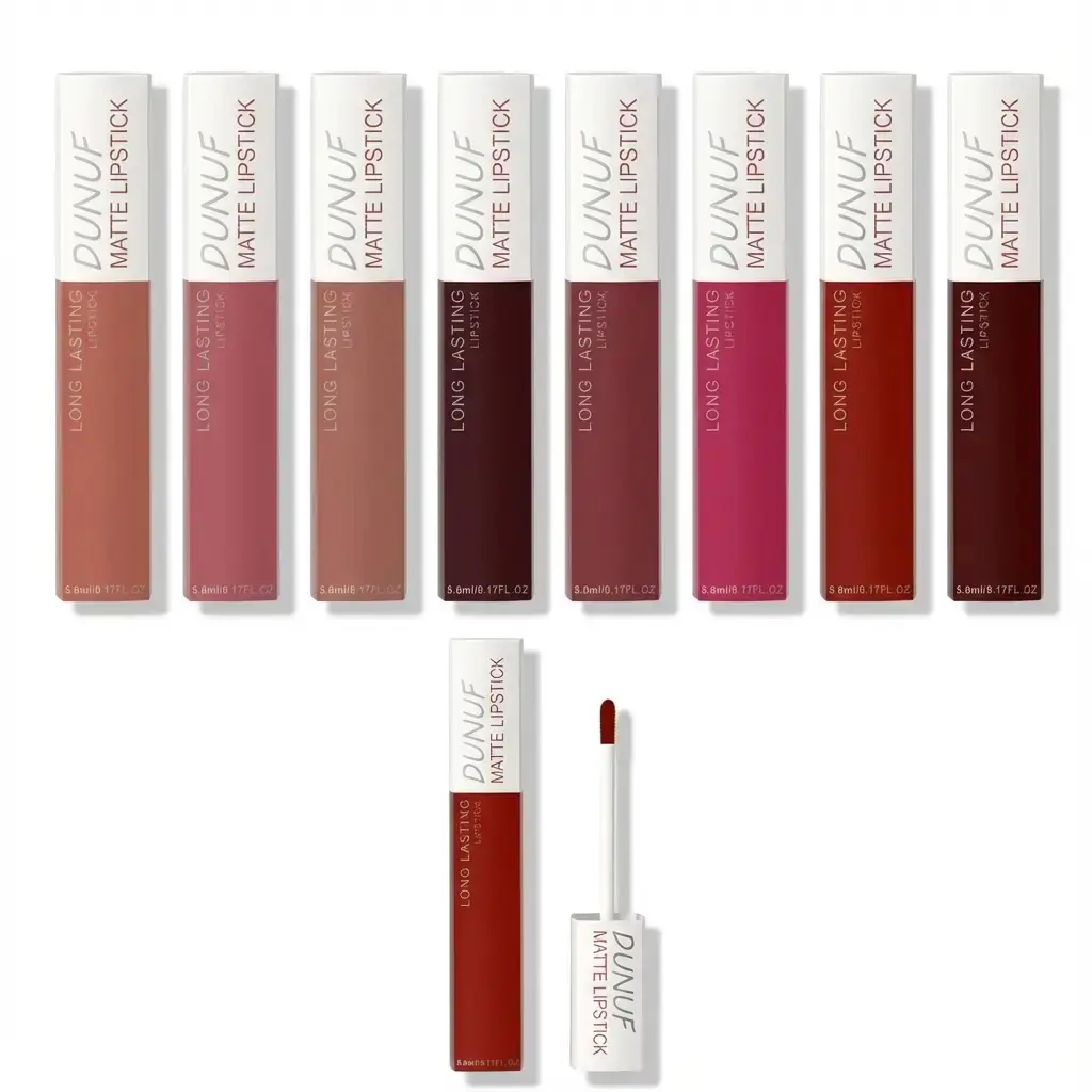DUNUF Matte Lipstick Duo Bundle, 2pcs Long-Lasting Liquid Matte Lipsticks with Waterproof, Sweatproof Formula for All Skin Types, 5ml Each, Multiple Color Combos