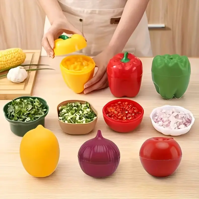 5 Transparent Fruit and Veggie Shape Storage Boxes, Durable Plastic Refrigerator Containers, Leakproof Food Containers, Space-Saving Kitchen Organizer, Easy Access Lids