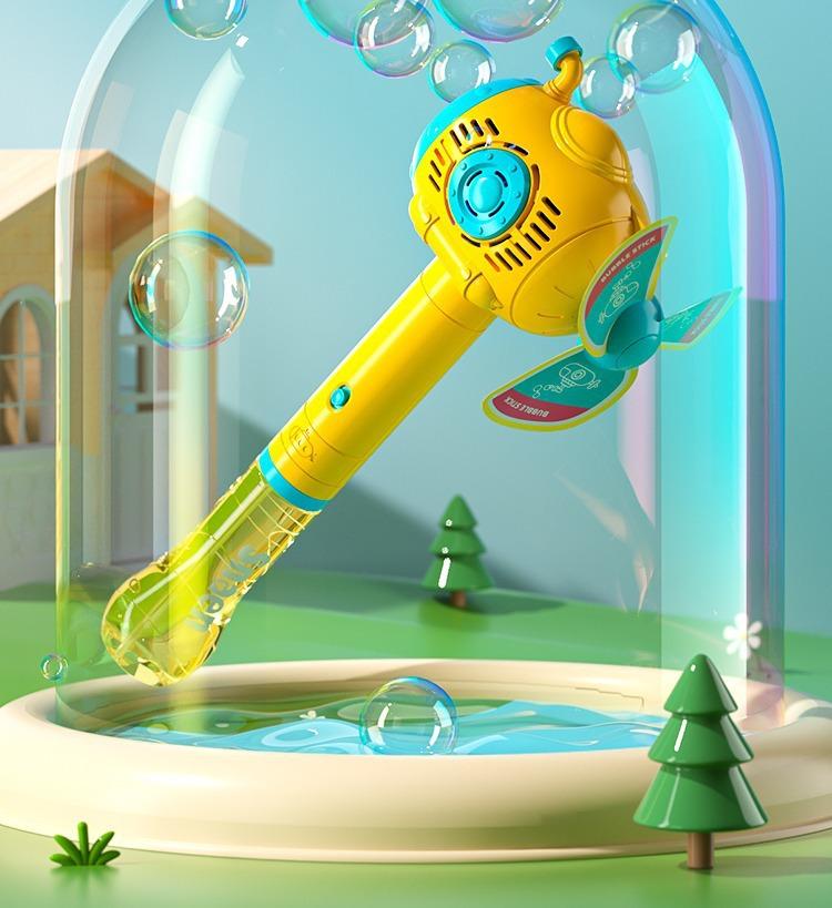 Submarine Automatic Handheld Bubble Machine with 8-Hole Turbo Blasting LED Lights & Windmill,Summer Outdoor Toys for Toddler Kids - Garden Yard Party Bubble Fun