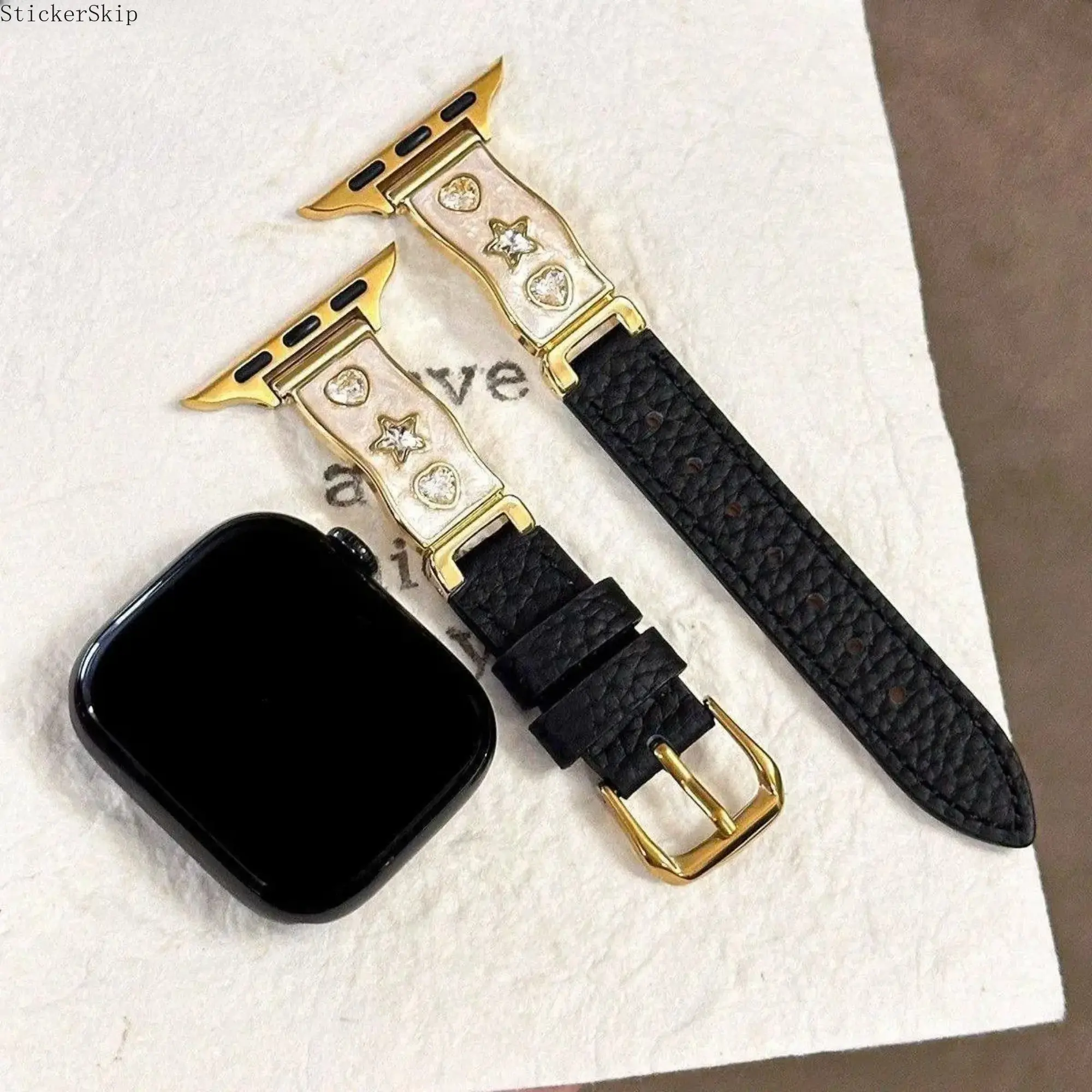 Glazed Rhinestone Metal Watch Band for Women, Elegant Jewelry Style Wrist Strap, Universal Fit for Apple Watch, Xiaomi Band & Huawei Watches, Watch Not Included