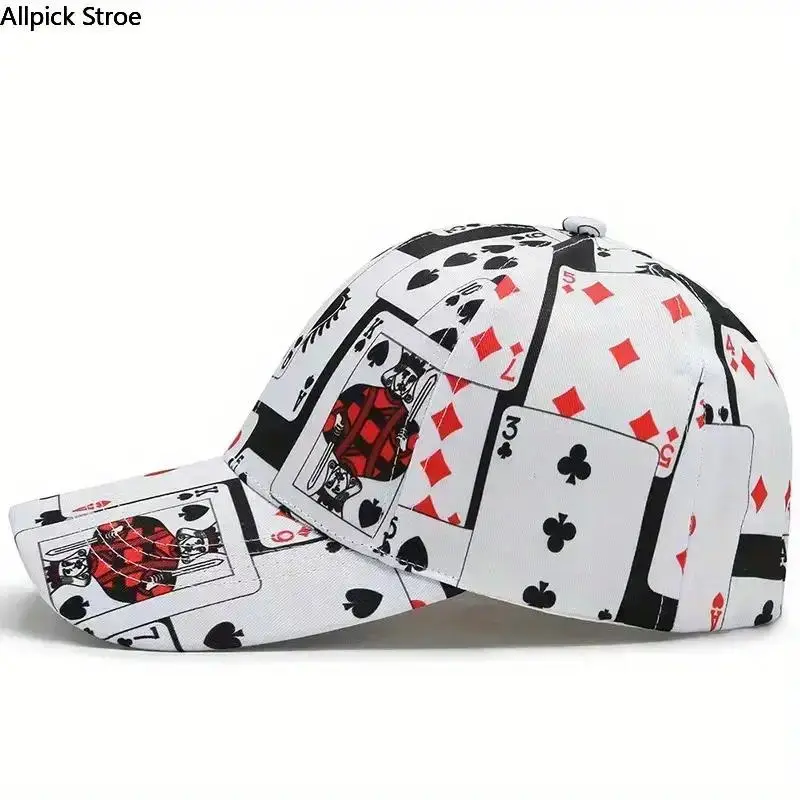 Poker Print Baseball Cap, Unisex Vintage Streetwear Hat, Adjustable & Breathable for All Seasons Outdoor Sports, Everyday Casual Fashion (56-60cm), Casual Trendy Hat