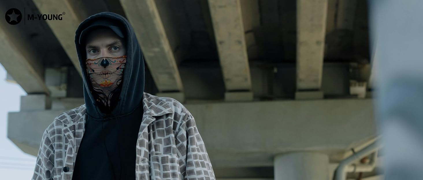 Skull Face Sun ask Half,Bandanas,Neck Gaiter, Headwear, Headband for Fishing, Hunting,Yard Work