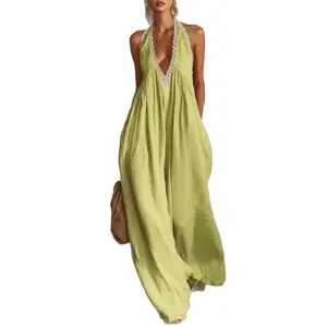DB-Women's Boho Vacation Sleeveless Jumpsuit, Multi-Color Options, Loose-Fit, Summer, Perfect for Various Occasions, Overalls, Style