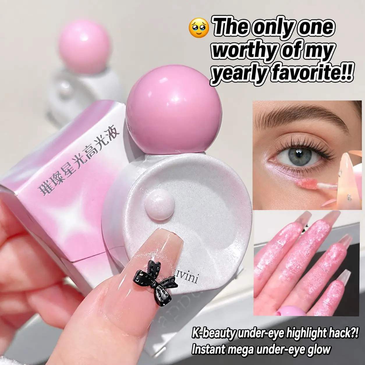 Shimmering Highlighter Liquid, Clear Water-Like Skin, Sparkling Eye Brightener, Enhances Eyelid and Under-Eye Area, Glittery Finish