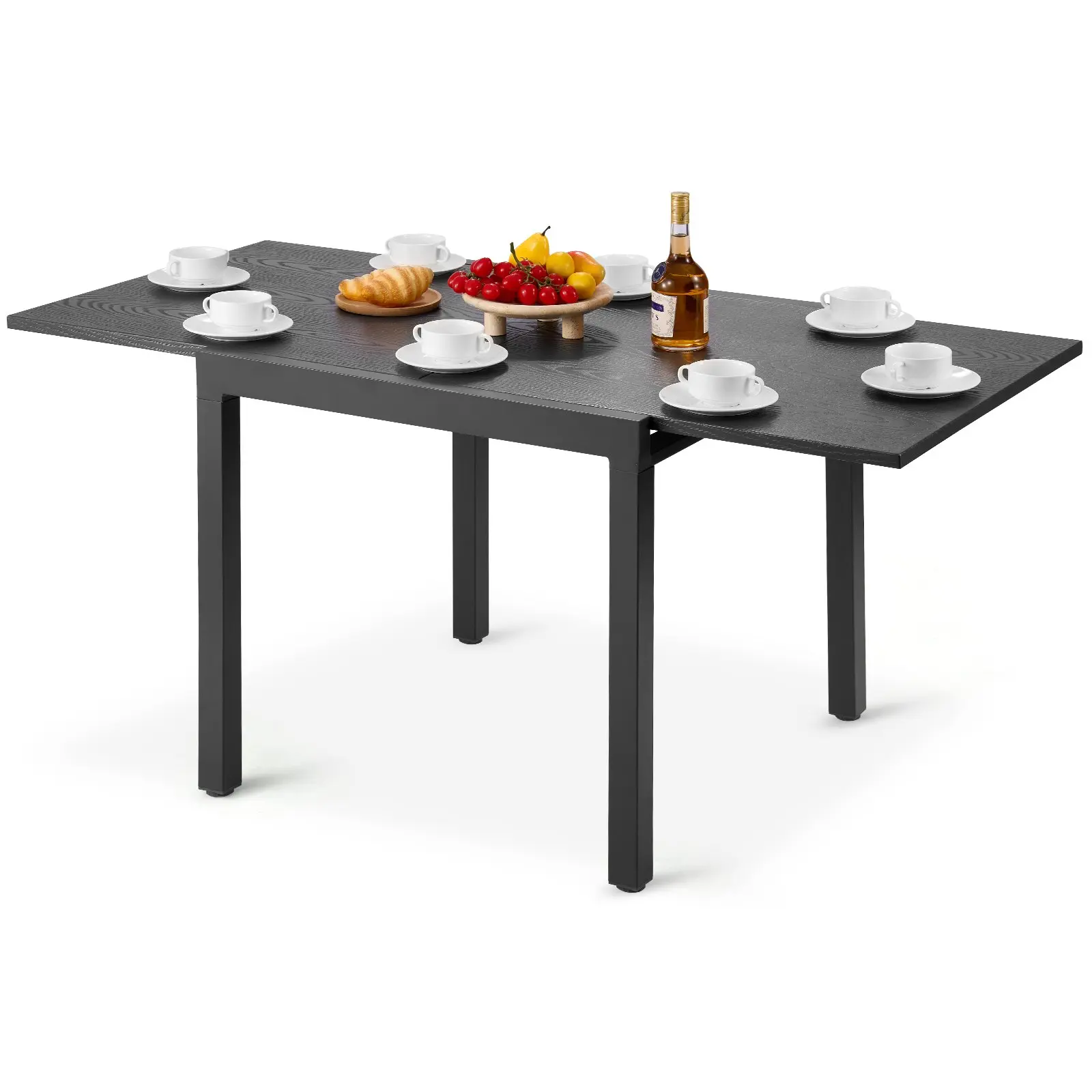 【toolupgrade】VEVOR Expandable Outdoor Patio Dining Table, 32-63 inch Rectangular Backyard Bistro Tables for 4-6, Aluminum Frame Metal Steel Slat, All-Weather Large Furniture for Lawn Garden Porch, Dark Gray