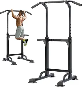 Power Tower Home Gym Exercise Equipment - Adjustable Pull-Up Bar, Dip Station, Push-Up Bars for Whole Body Workout, 330 LBS Capacity Heavy-Duty Steel H-Shaped Base, Ideal for Men & Women,