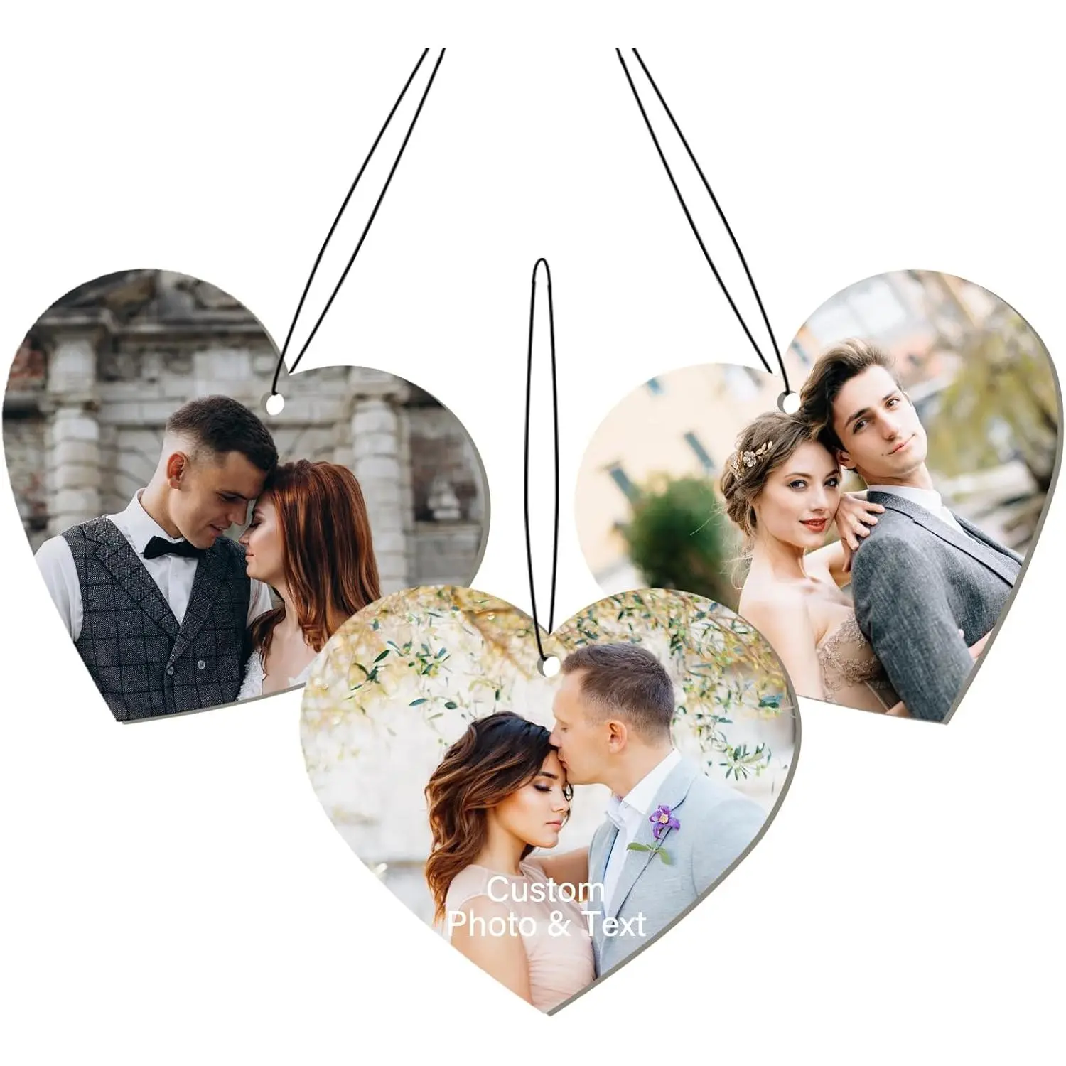 Customizable PVC Heart-Shaped Car Air Freshener - Car Diffusers, Automotive Interior Accessory, Double-Sided Photo & Text Print, Fragrant Diffusion, Personal Gift for Men